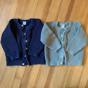 pair of organic cotton cardigans